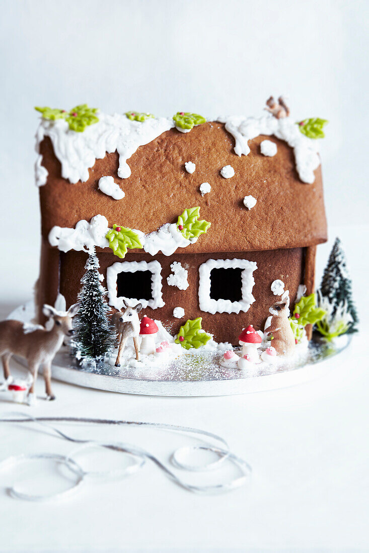 Gingerbread house with winter landscape