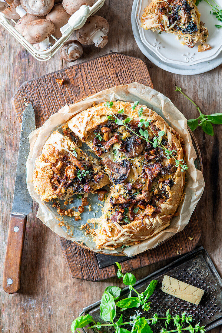 Mushroom pie with cheese