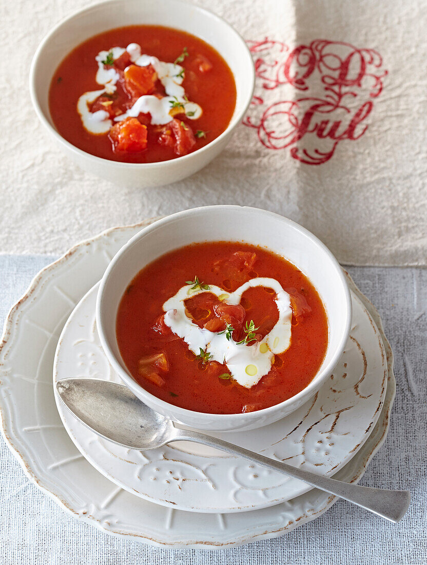 Tomato soup made from baked tomatoes