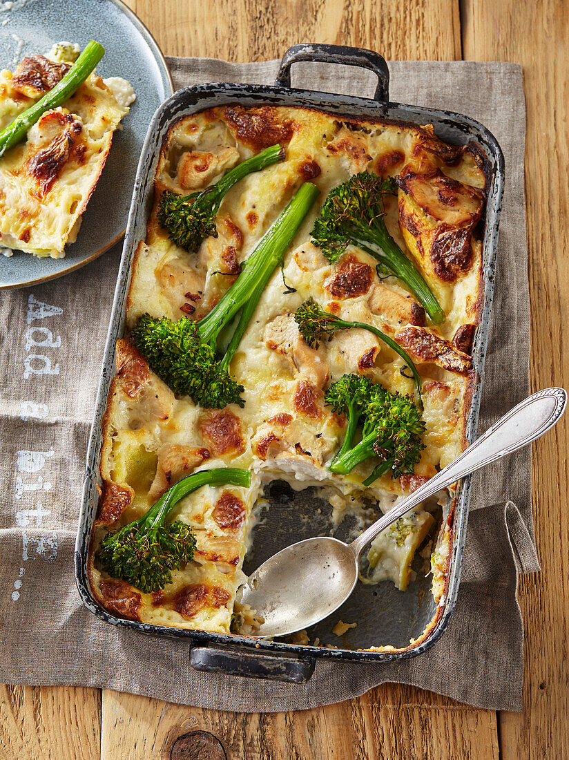 Lasagne mit Hühnchen und Brokkoli