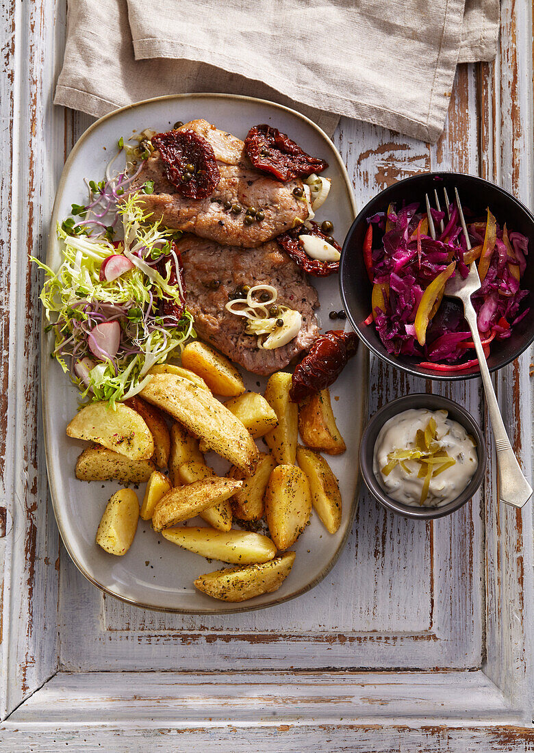 Schweineschnitzel mit Honig und Senf