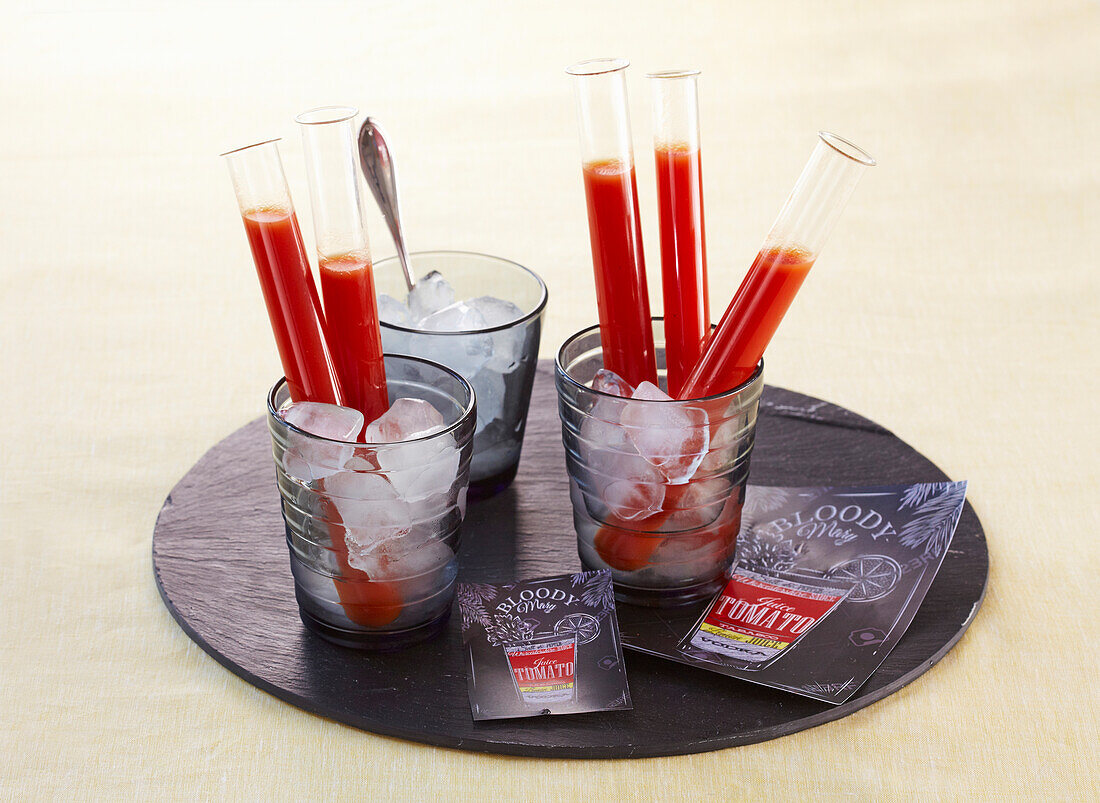 Bloody Marys served in test tubes for Halloween