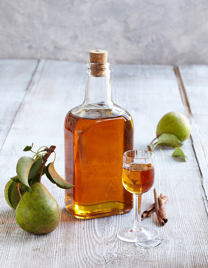 Homemade pear liqueur