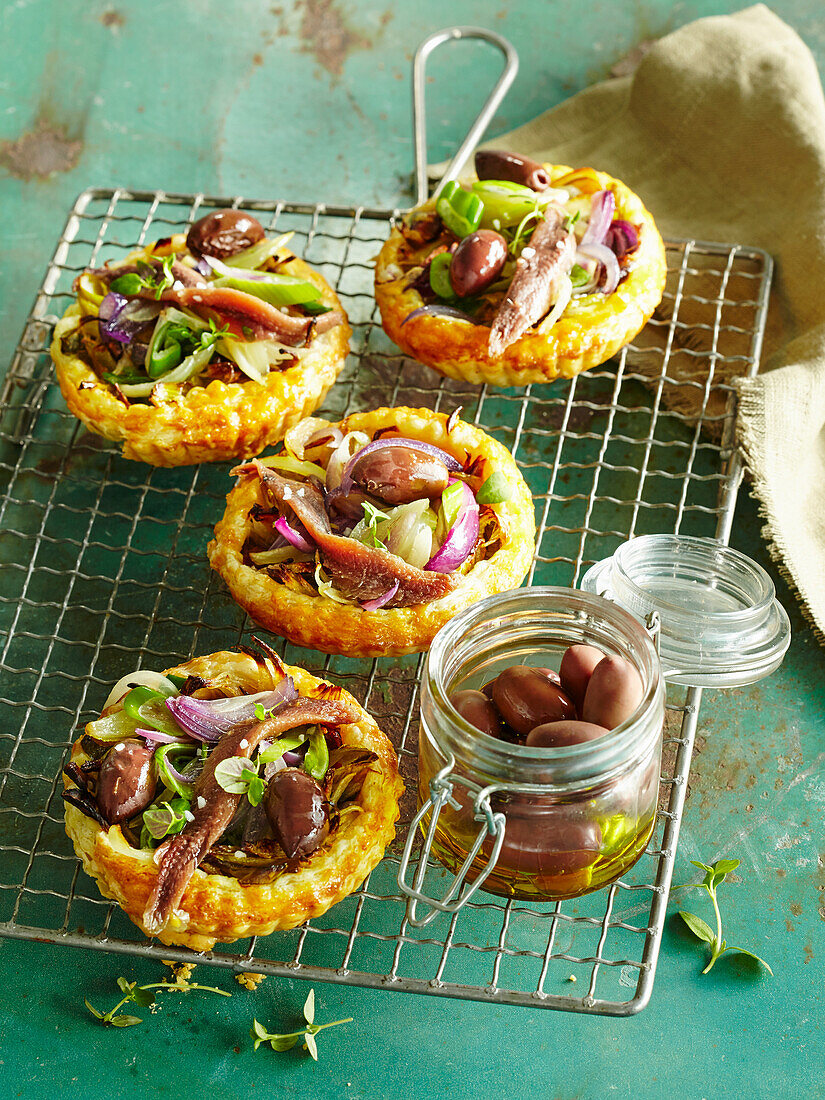 Puff pastry onion quiches
