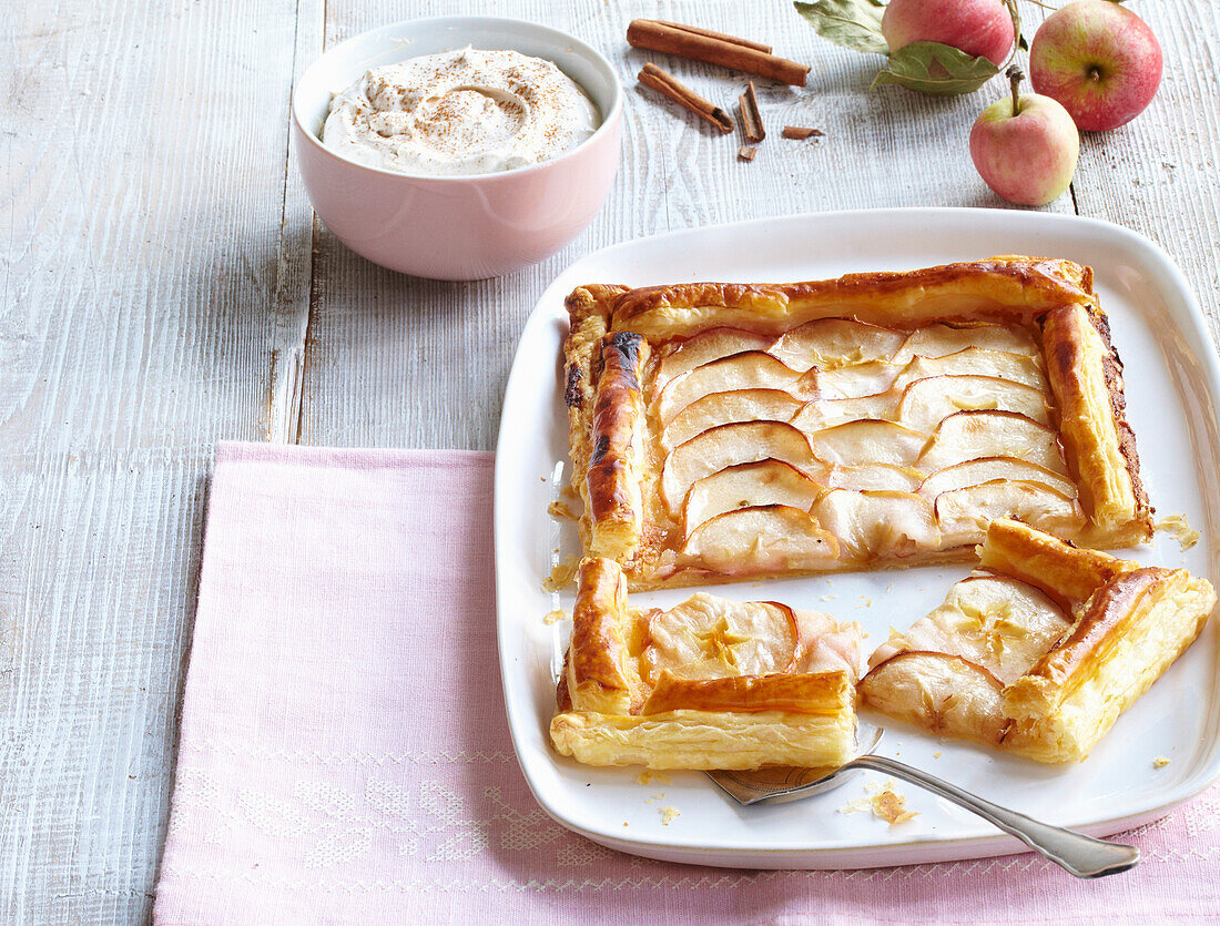 French pastry cake with marchpane and apples