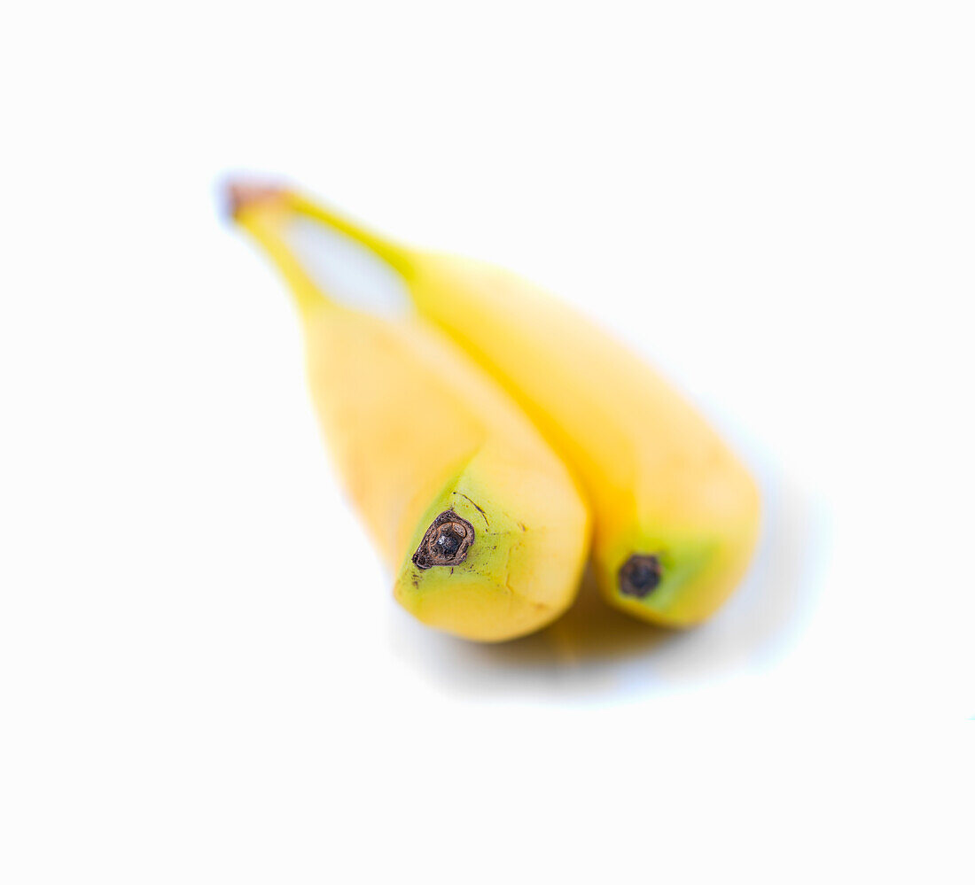 Two bananas against a white background