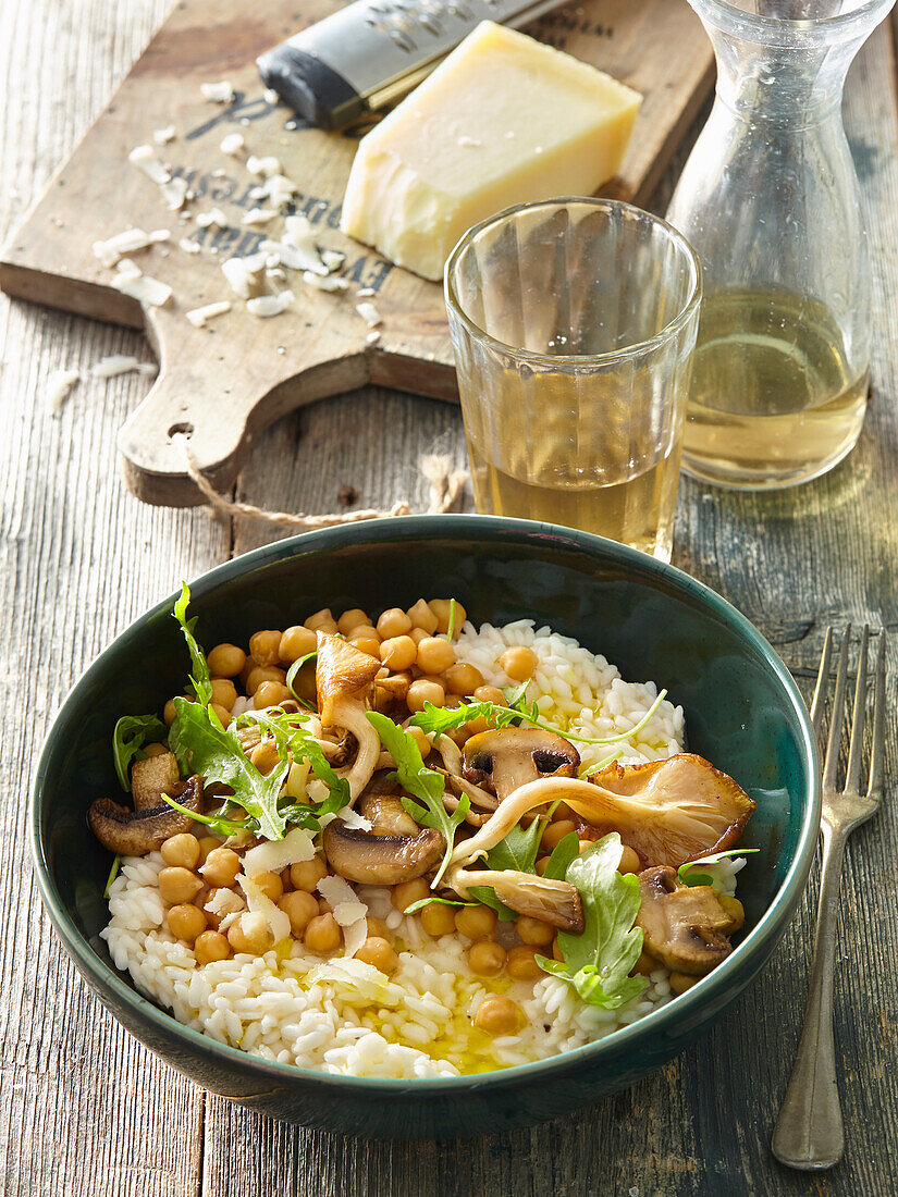 Risotto mit Pilzen und Kichererbsen