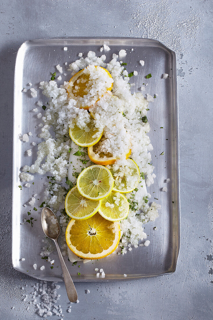 Halibut in a citrus mint marinade