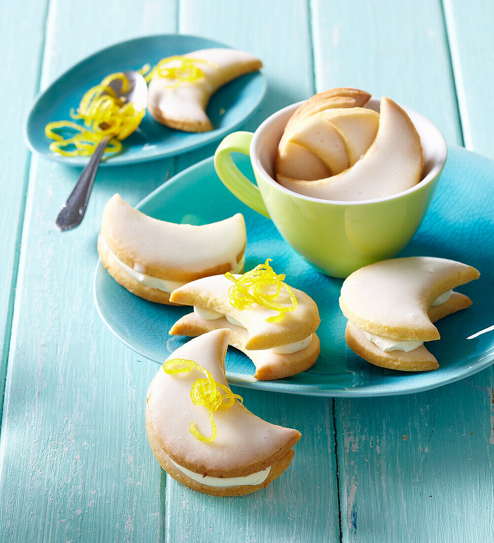 Lemon moon cookies with suggar icing