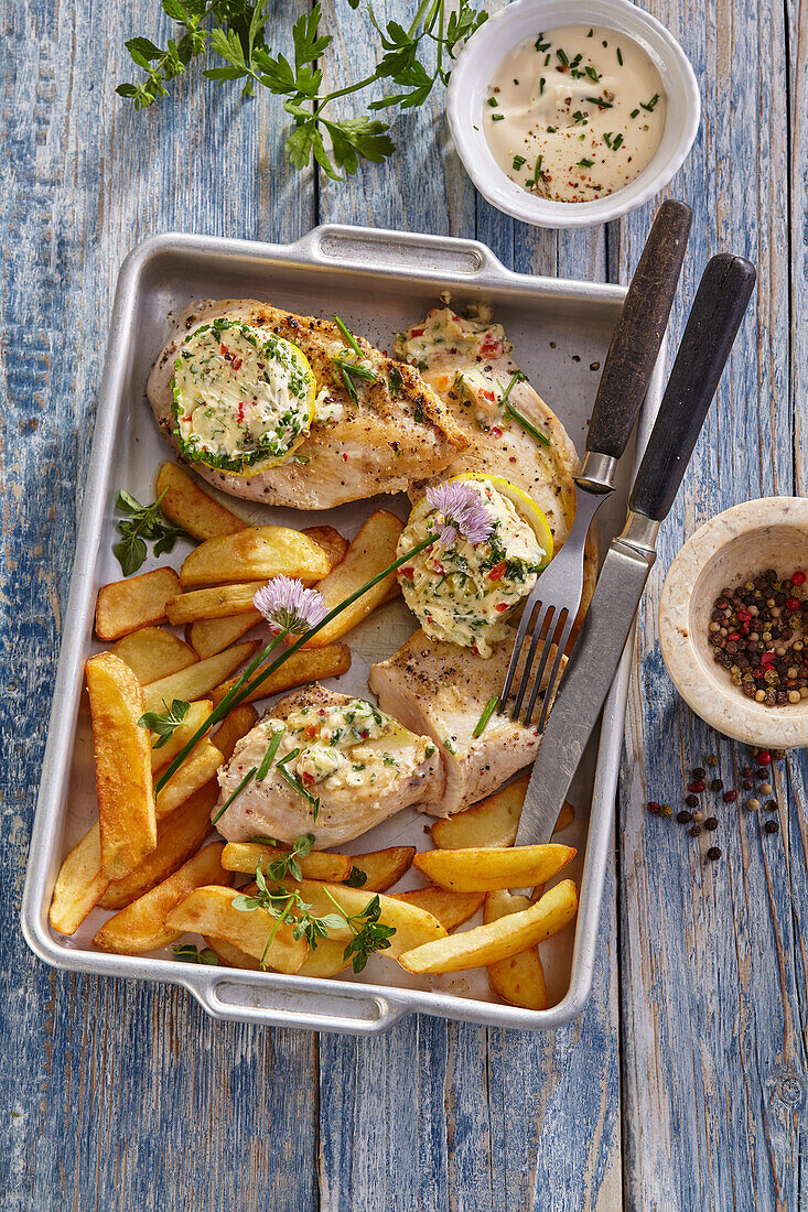 Chicken breast with herb butter