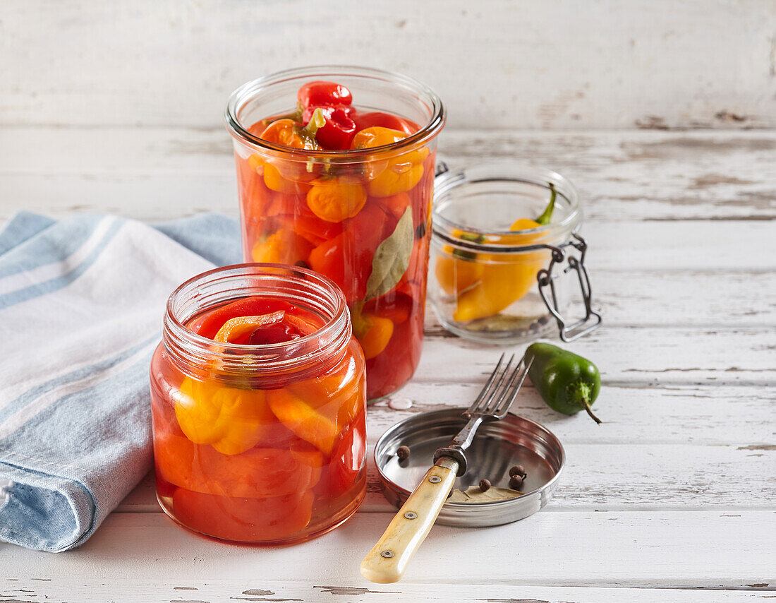 Marinated red peppers with chili