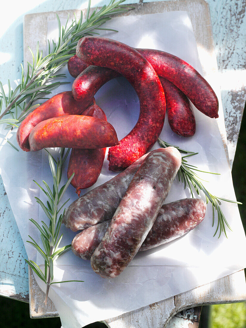 Mediterranean grilled sausages – merguez, chorizo, salsiccia