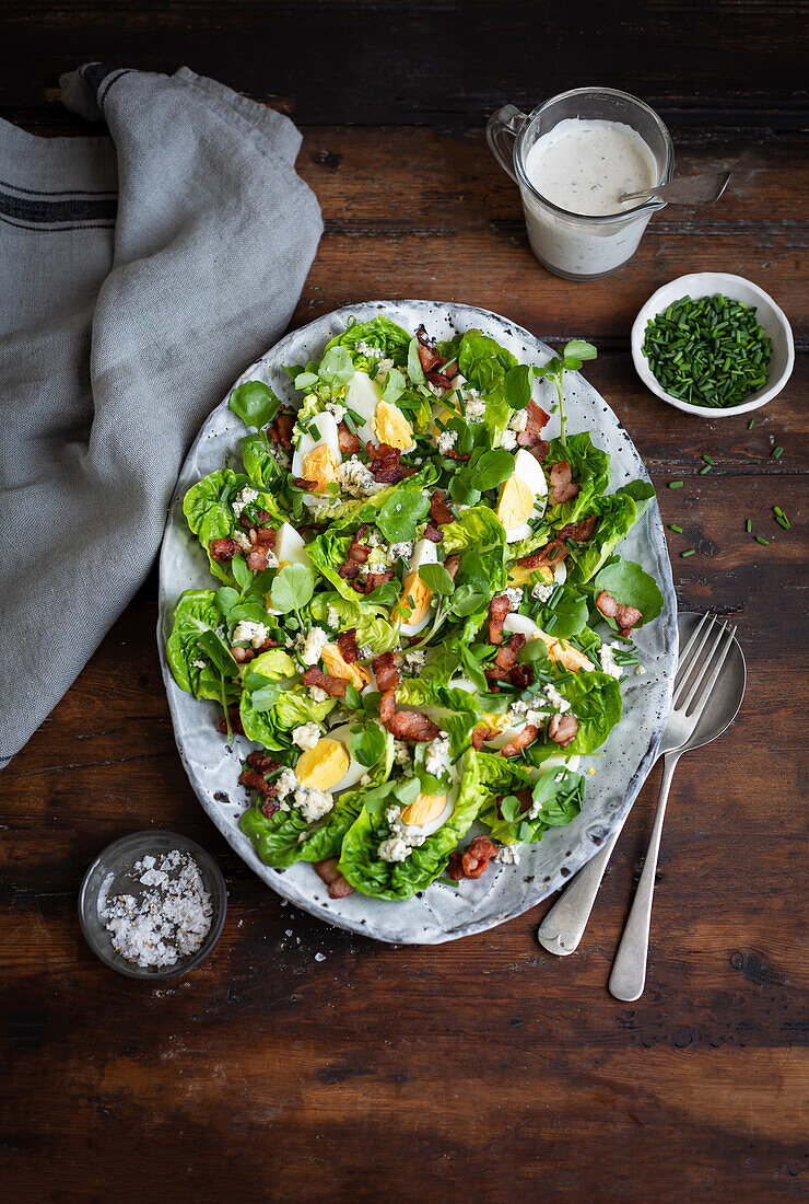 Bacon, egg and blue cheese salad