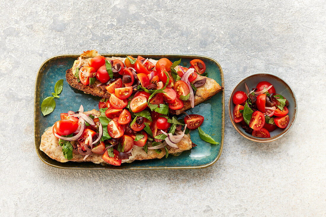 Bruchetta baguette with tomatoes