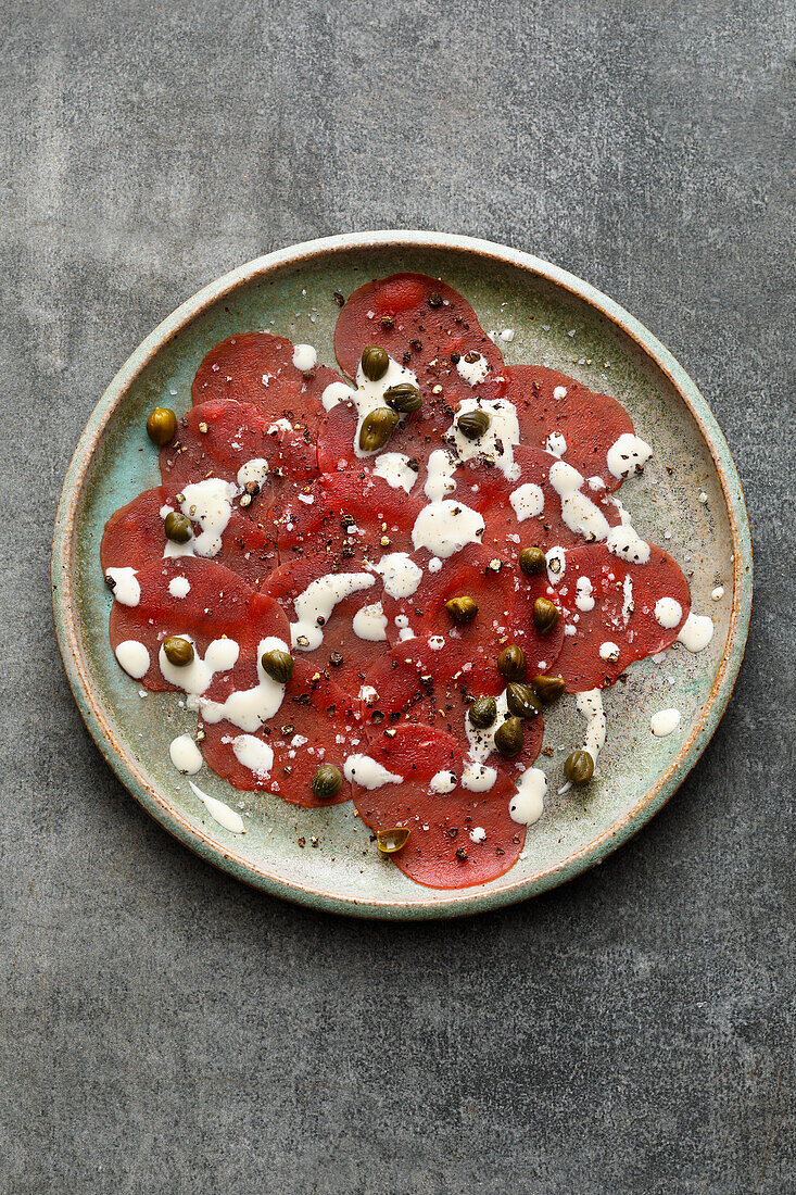 Deer carpaccio with capers