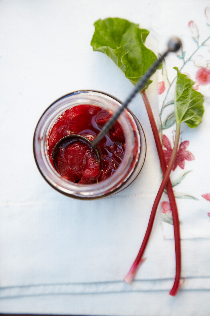 Rhubarb and strawberry jam