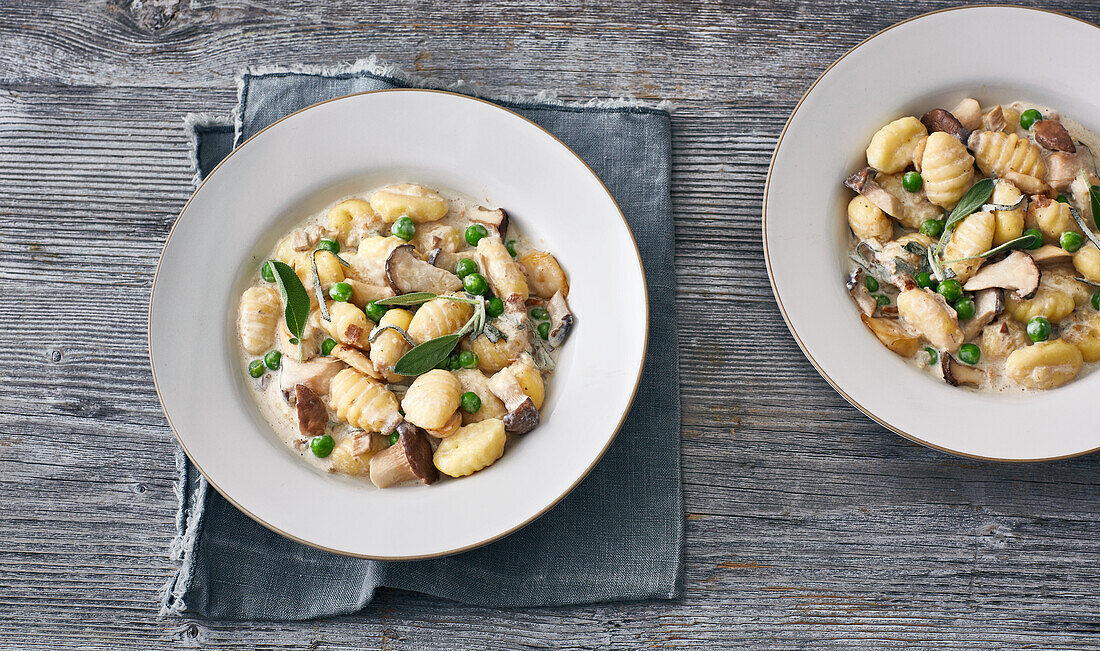 Vegetarian gnocchi and mushroom ragout