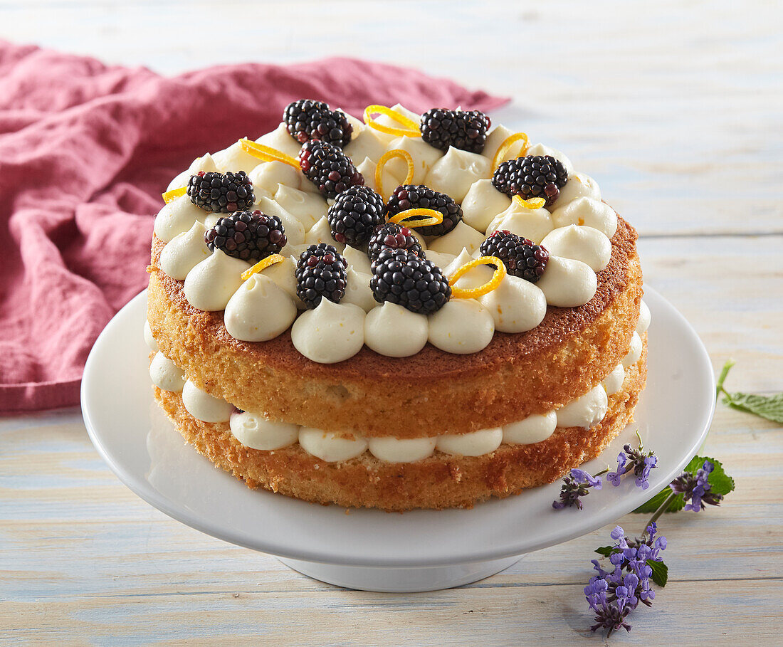 Orange and blackberries cake