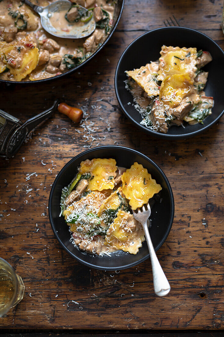 Ravioli with basil