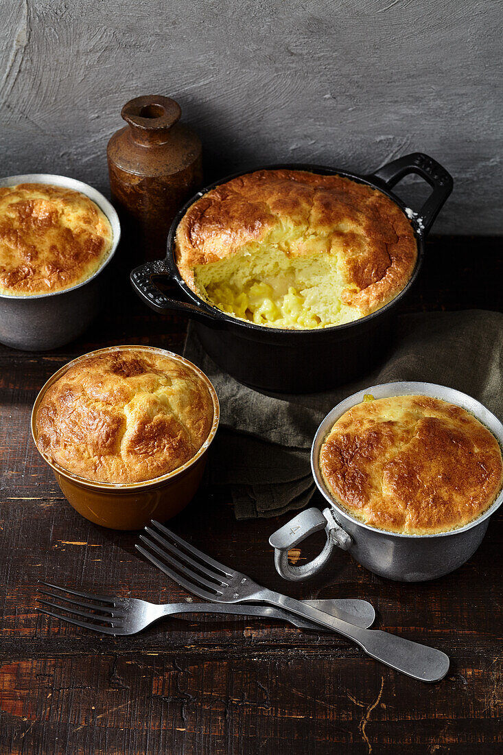 Risotto and cheese soufflés