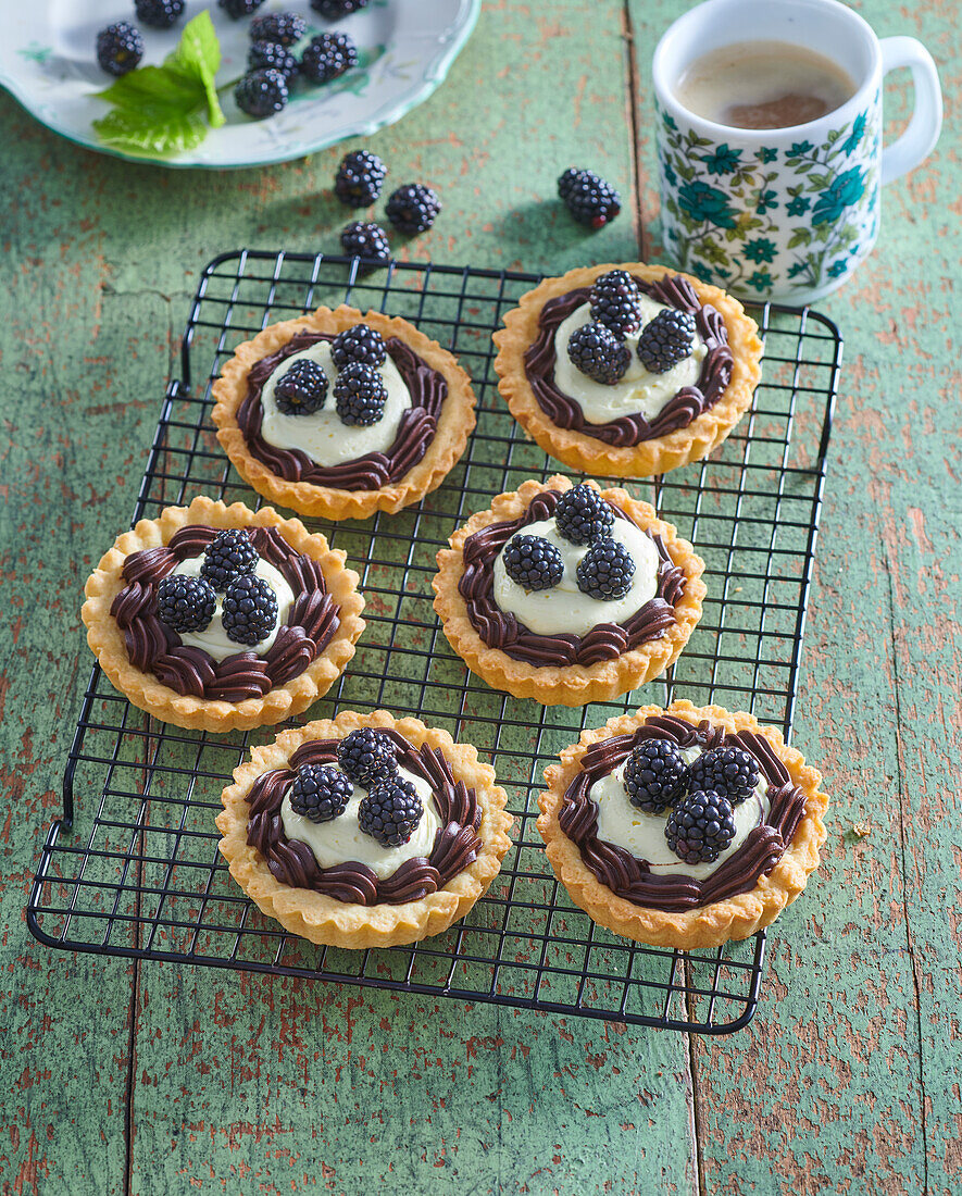 Blackberry and chocolate tartlets