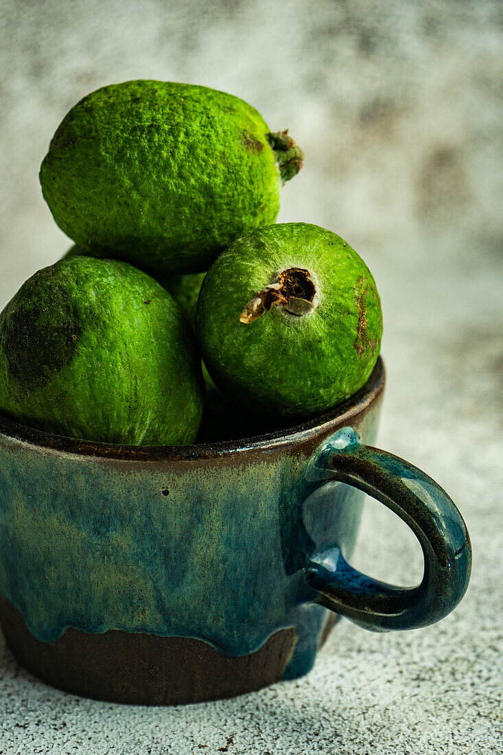 Organic and ripe feijoa fruits as a healthy food concept