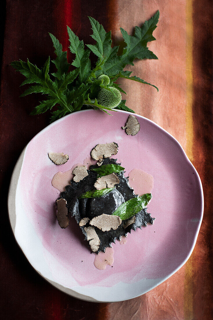 Black truffle ravioli