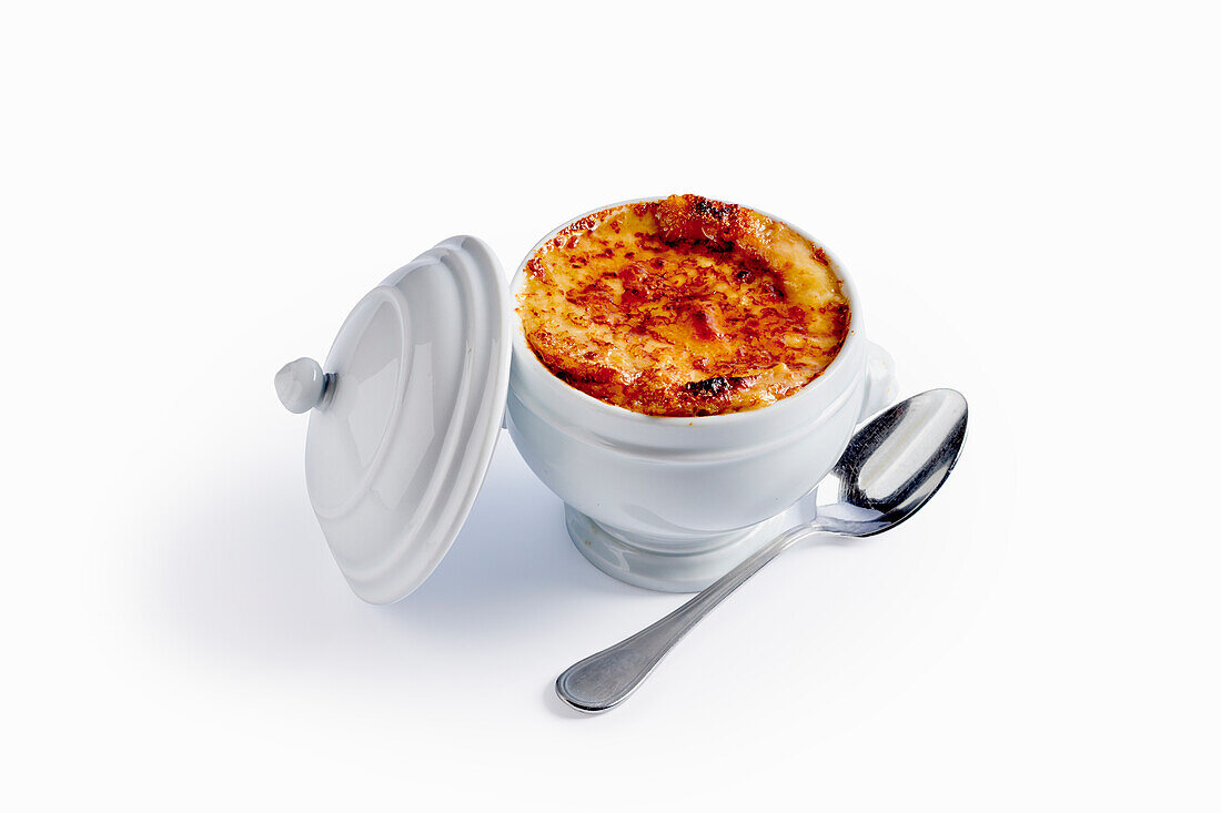 French onion soup in a soup tureen
