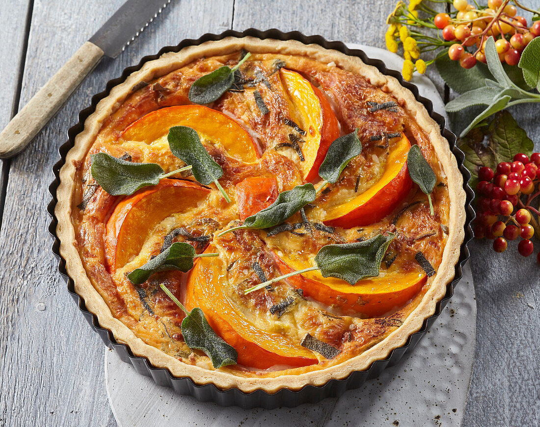 Savory pumpkin quiche