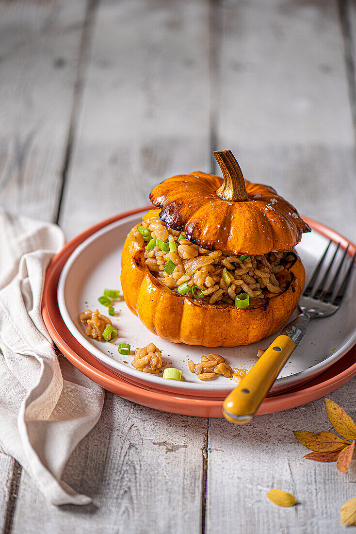 Roasted pumpkin with risotto