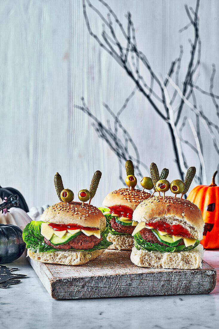 Mini-Monster-Burger zu Halloween
