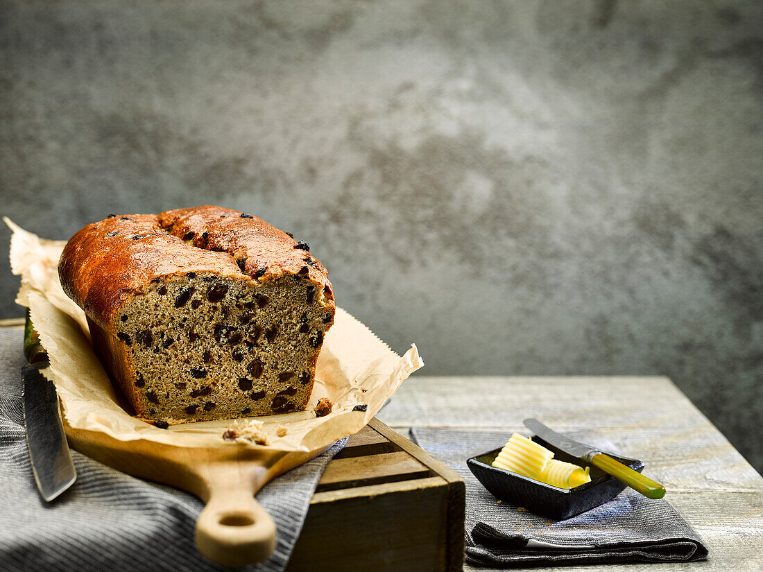 Bara Brith (Walisisches Teebrot), angeschnitten