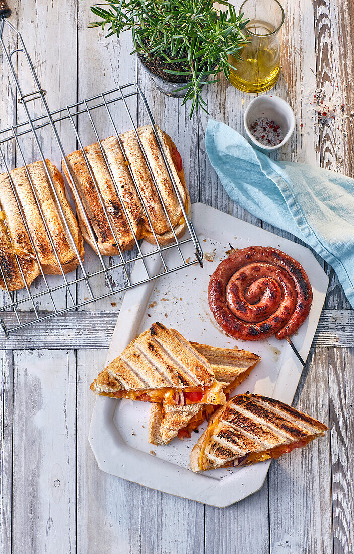 South African Braaibroodjies – grilled sausage sandwiches