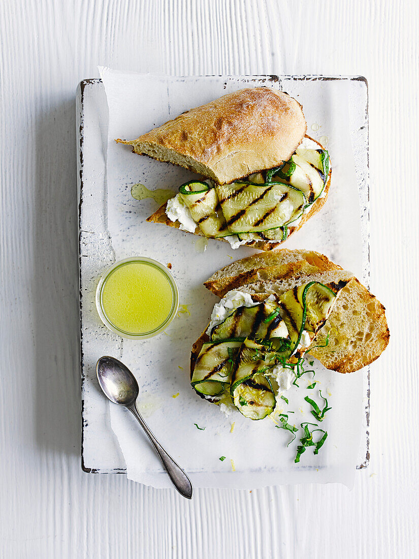 Courgette and goat’s cheese ciabatta