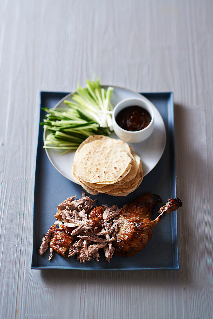 Knusprige Ente mit Pfannkuchen (China)