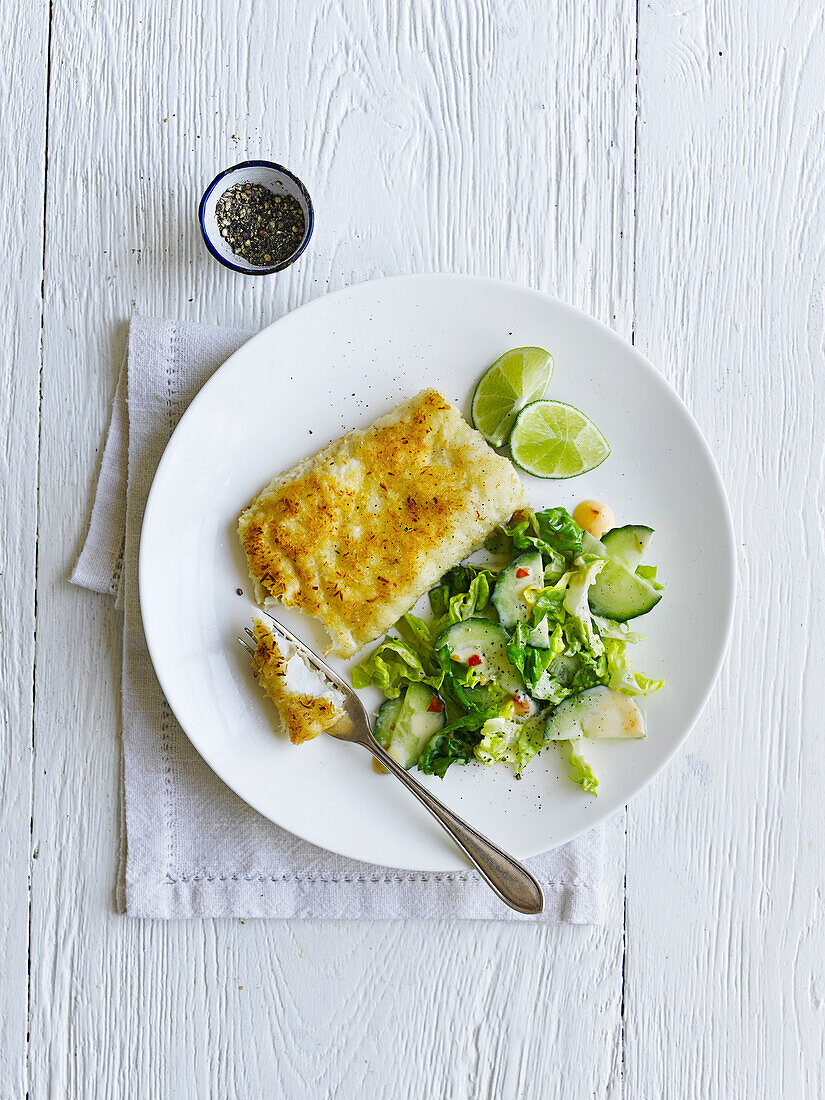 Coconut-crumbed fish with sweet chilli slaw