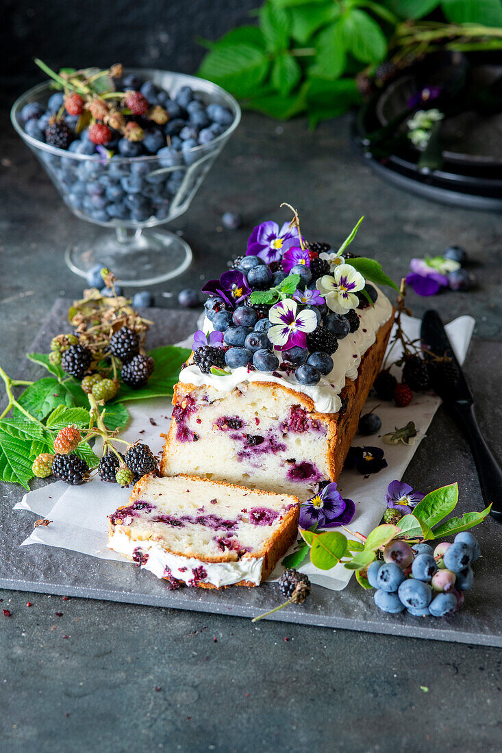 Blackberry blueberry loaf cake