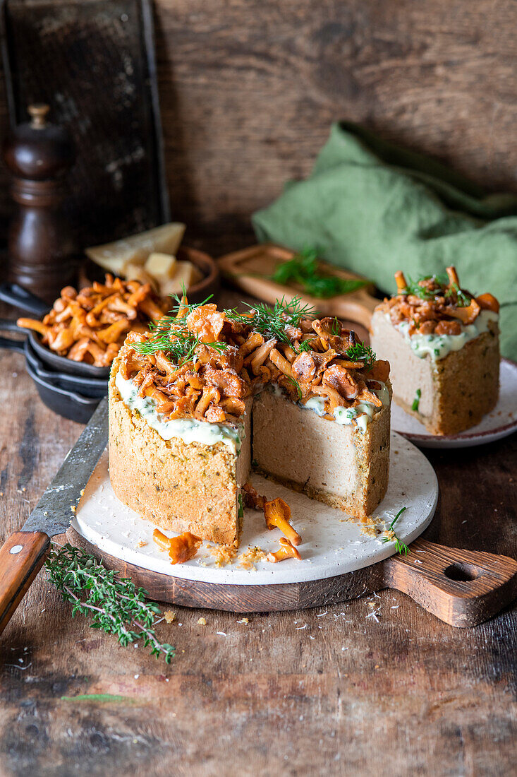 Chanterelle mushroom cheesecake