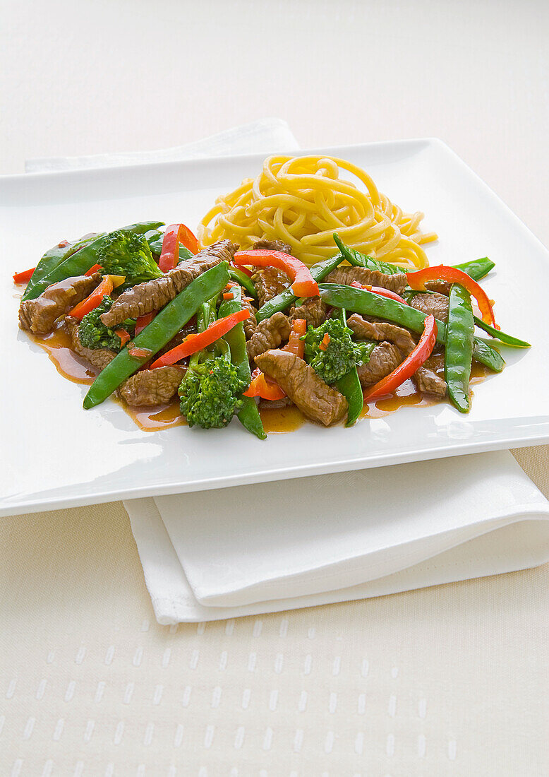 Chinese chilli beef on plate