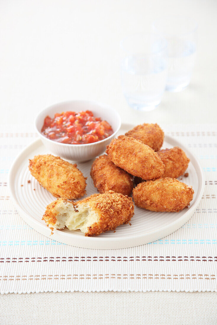 Cheese croquettes and salsa sauce