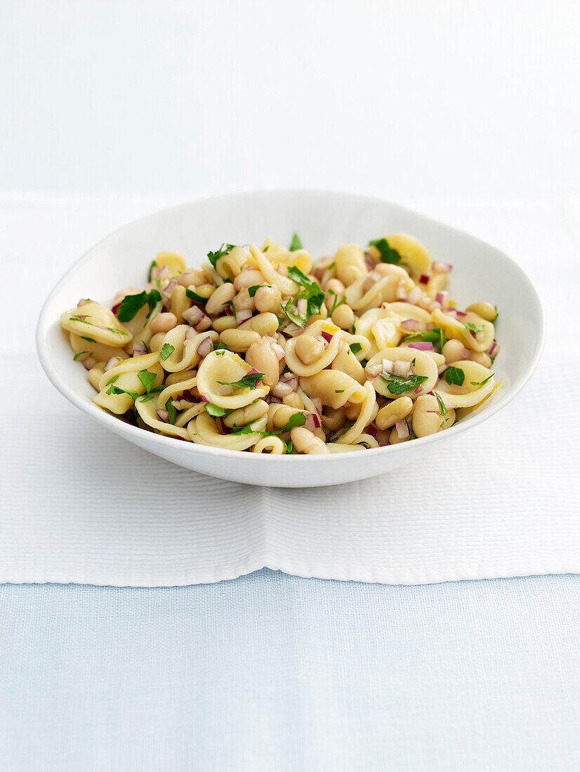 Pasta with flageolet beans, parsley, and lemon