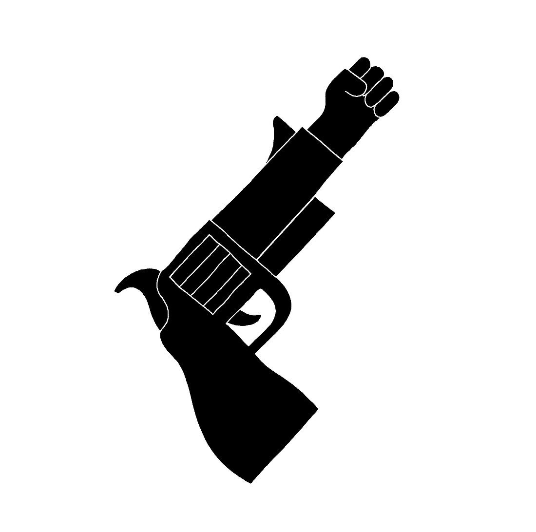 Fist coming out of a gun, illustration