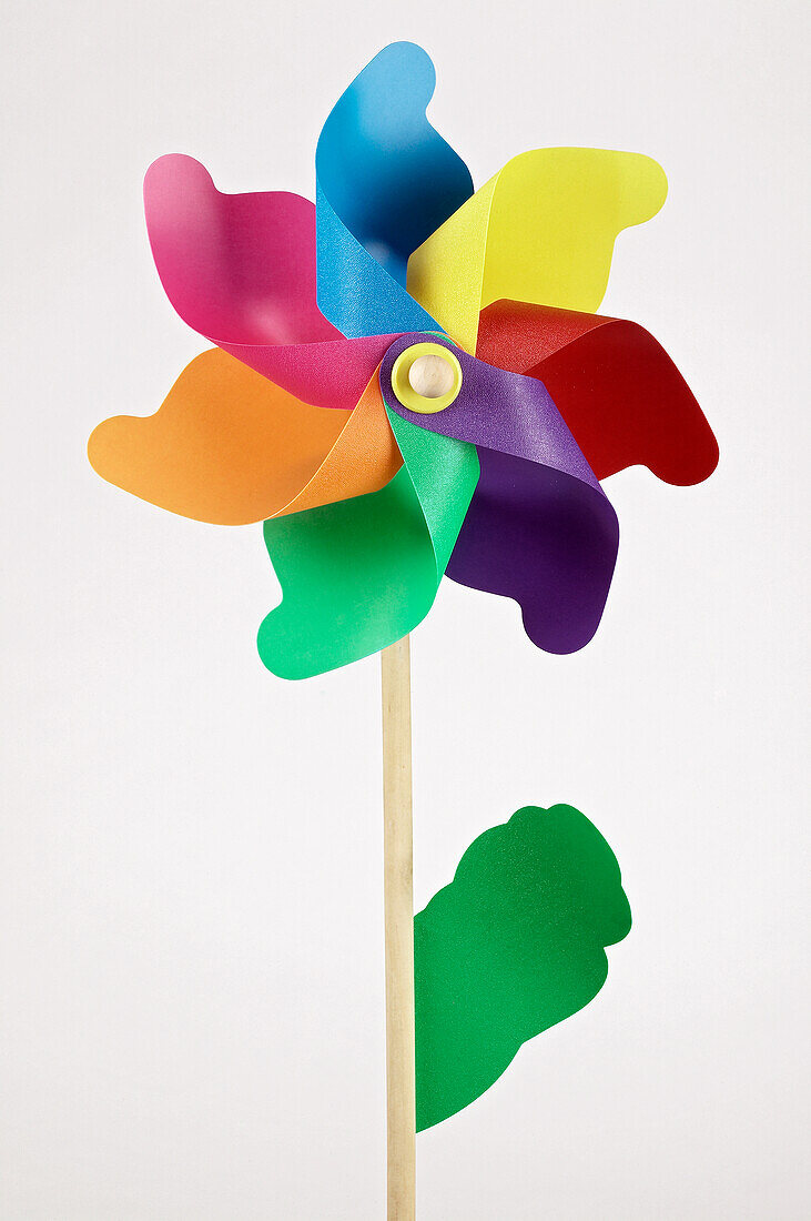 Rainbow-coloured flower pinwheel