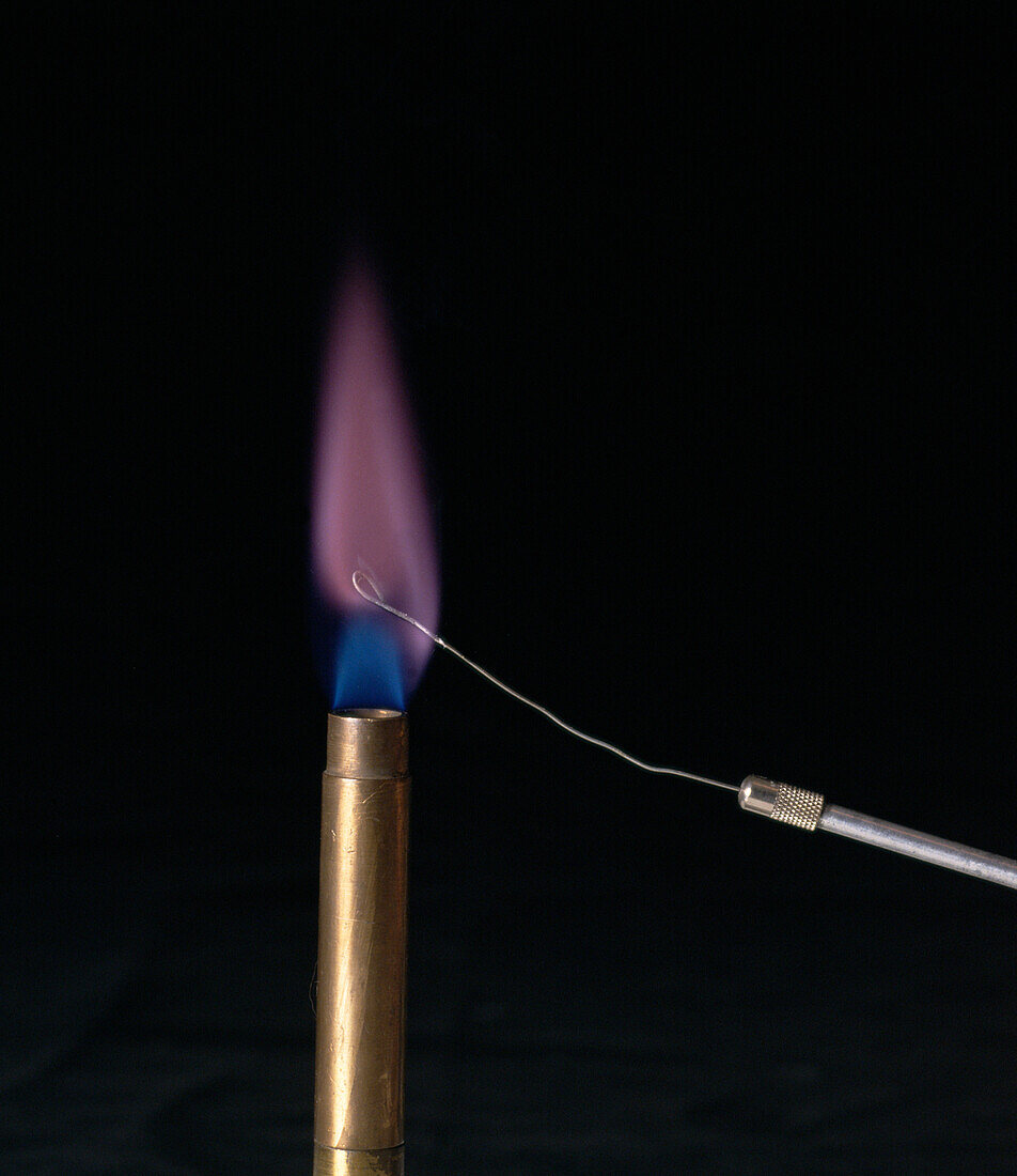 Burning potassium to produce a purple flame