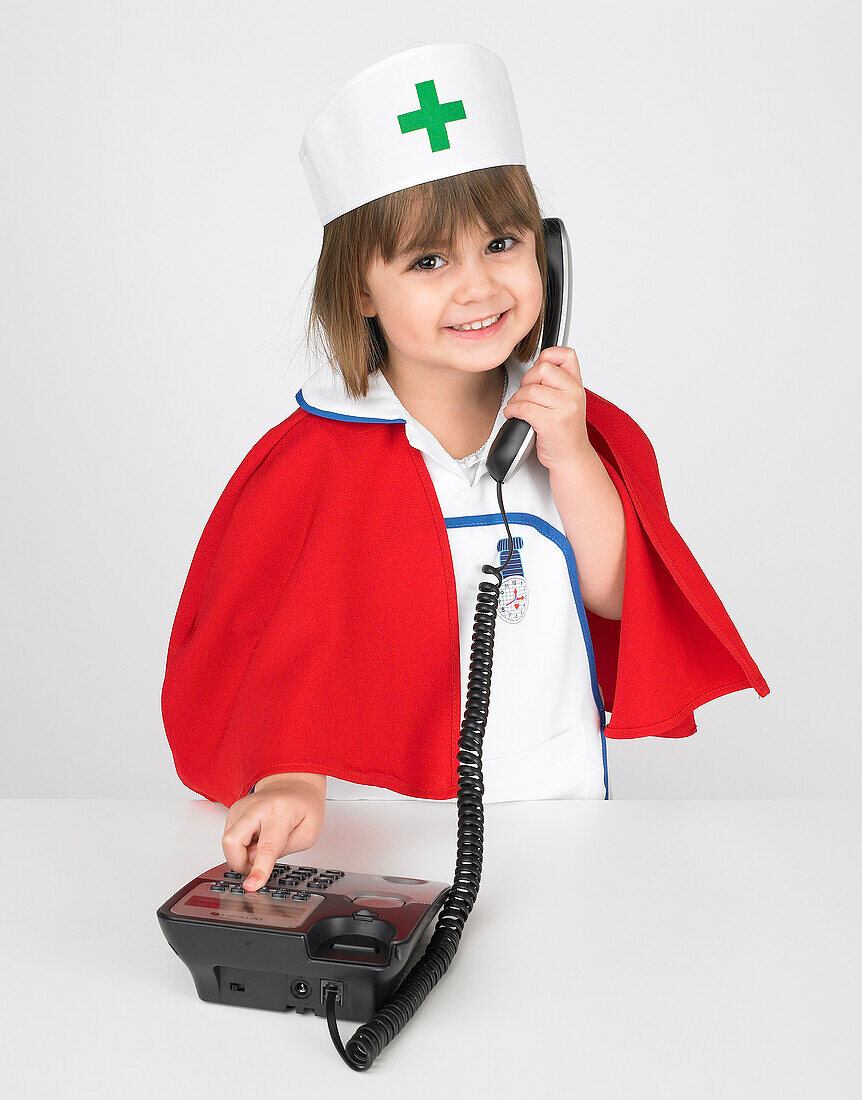 Girl wearing nurse costume