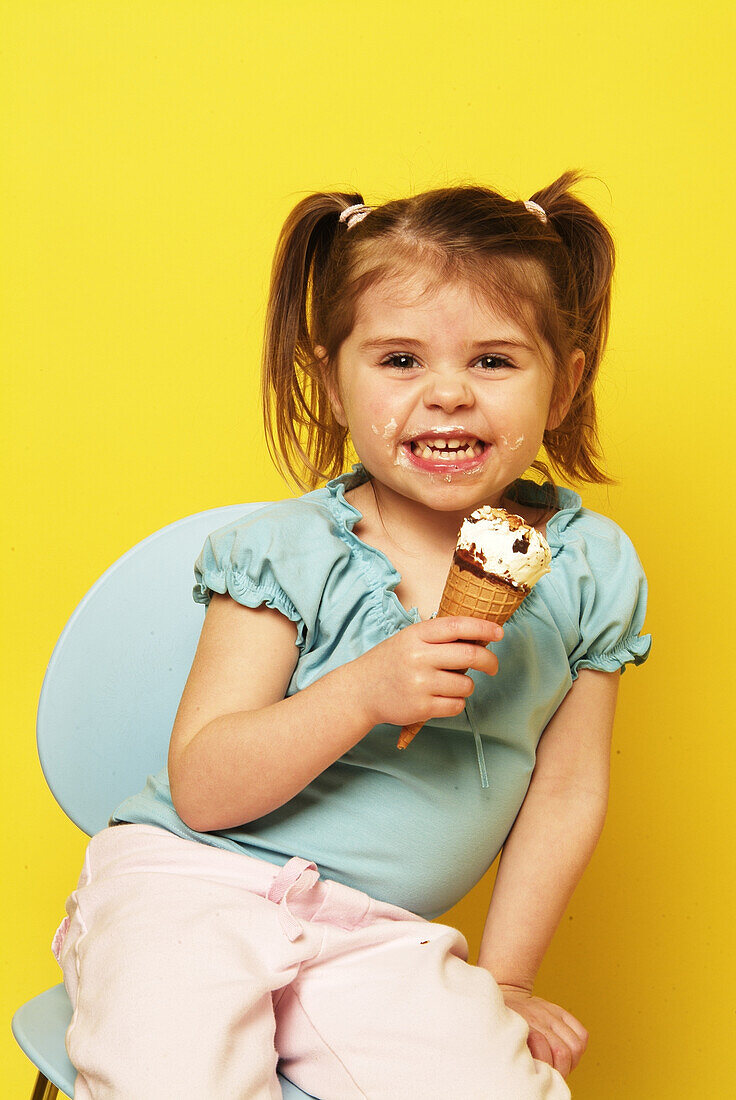 Girl eating an ice cream cone