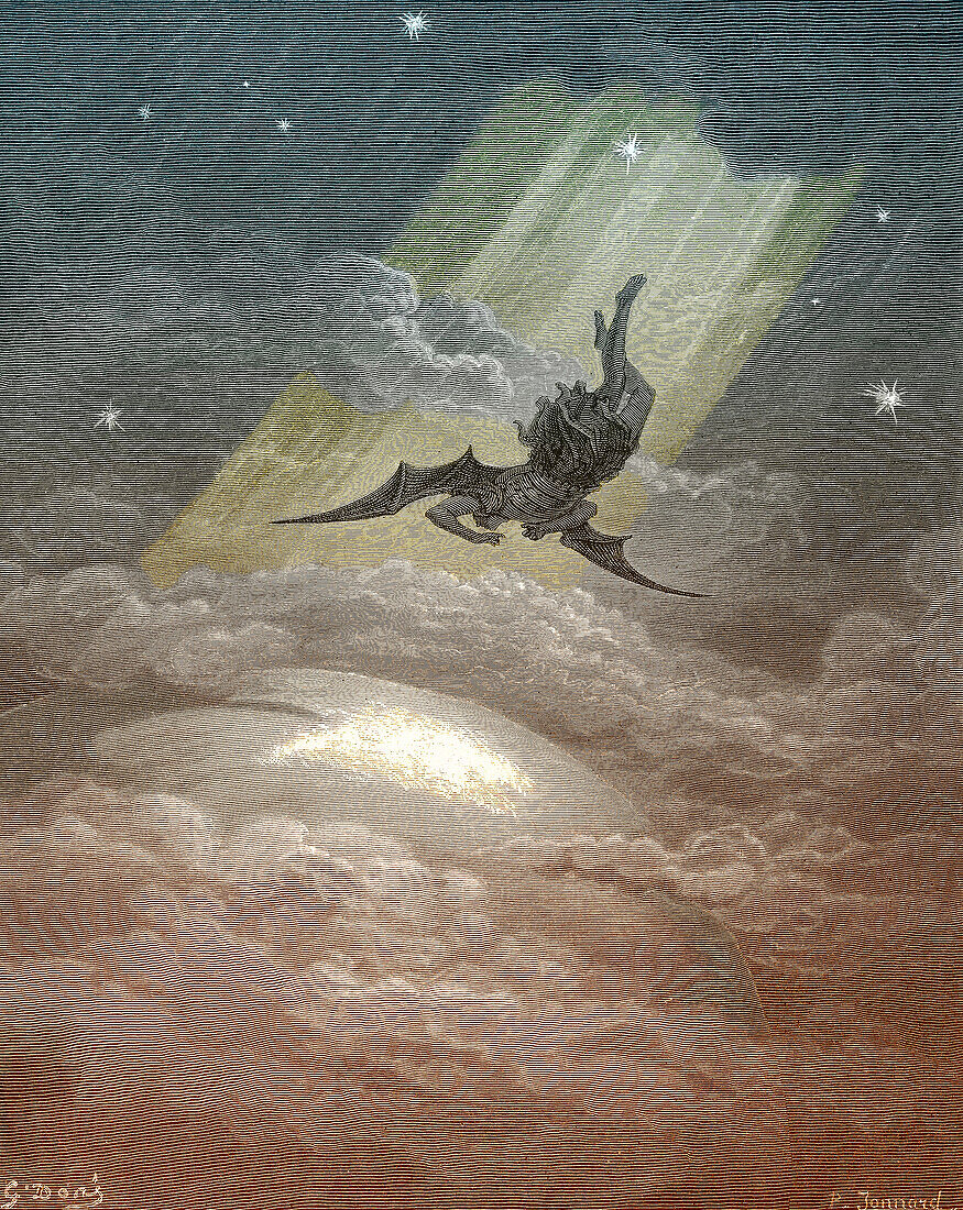 Satan flying to Earth by Dore