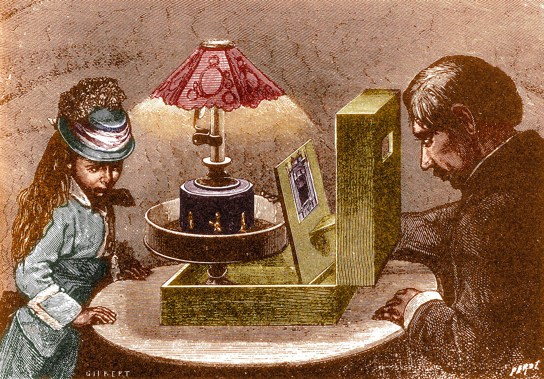 Reynaud's praxinoscope for the home, 1883