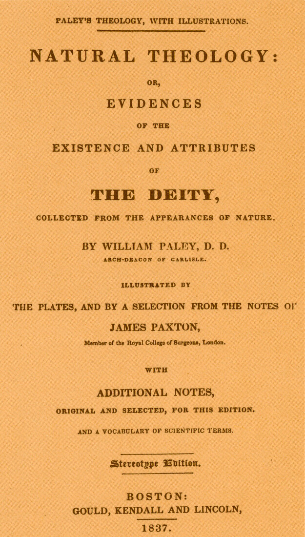 William Paley's, 'Natural theology', revised edition 1837