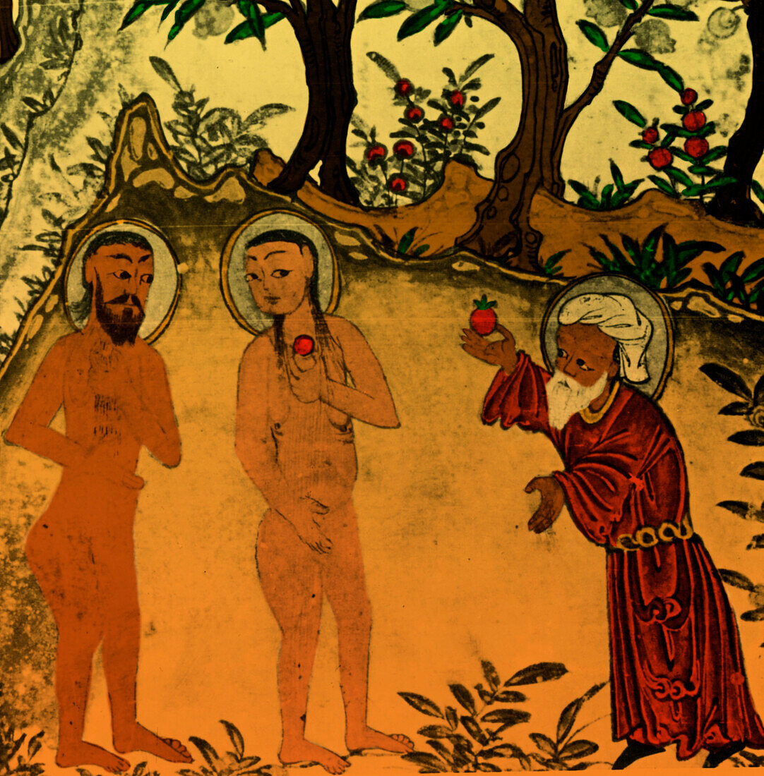 Zoroastrian Adam and Eve with Angra Mainyu